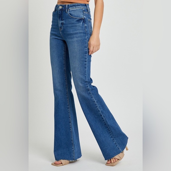 RISEN HIGH RISE RAW CUT HEM BOOTCUT JEANS - Picture 2 of 4